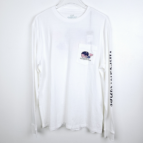 Vineyard Vines Ice Hockey Whale Long Sleeve White Shirt NWT - Picture 2 of 9